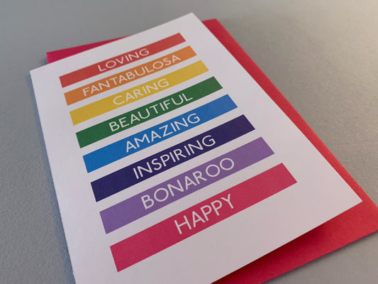Loving words rainbow greeting card