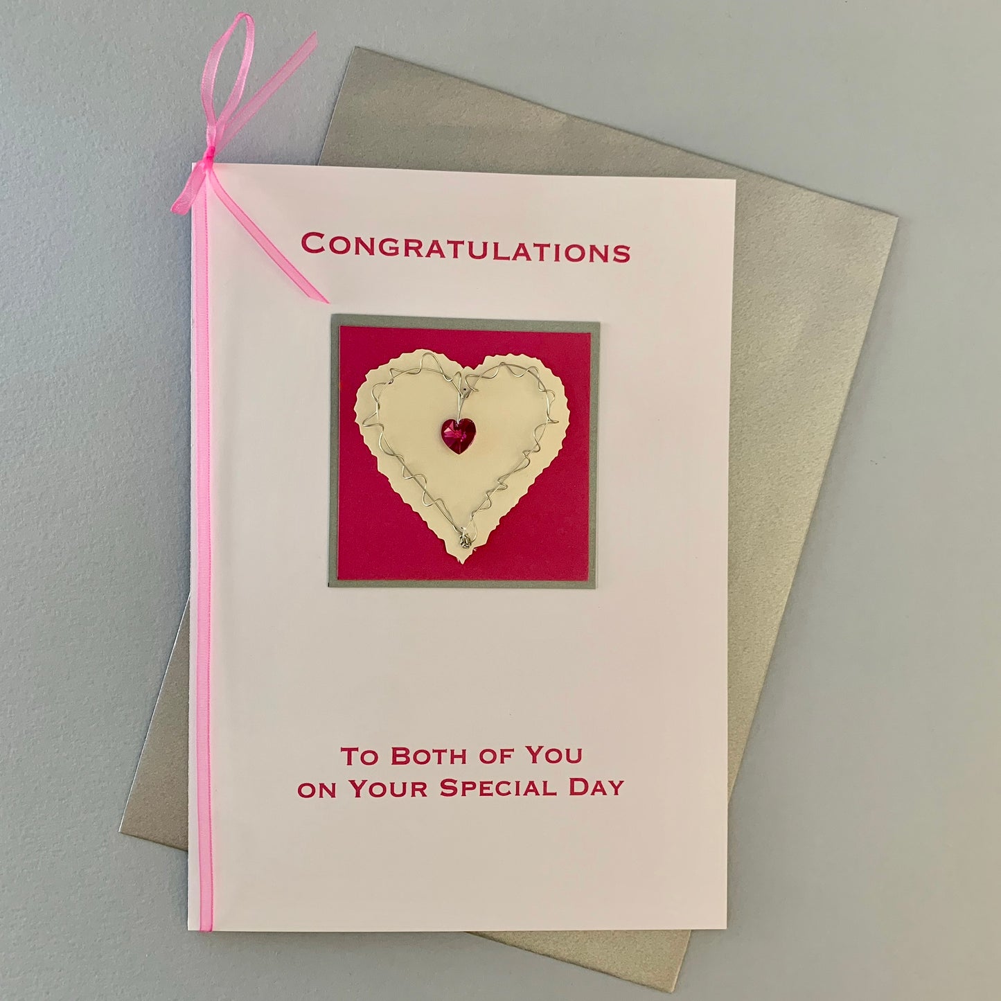 Crystal Heart Wedding Card