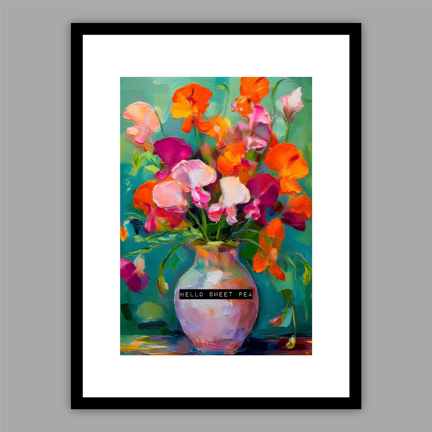 Hello Sweet Pea - Framed Floral Print