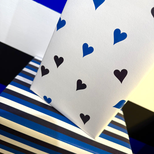 Stripe and Hearts Double Sided Gift Wrap