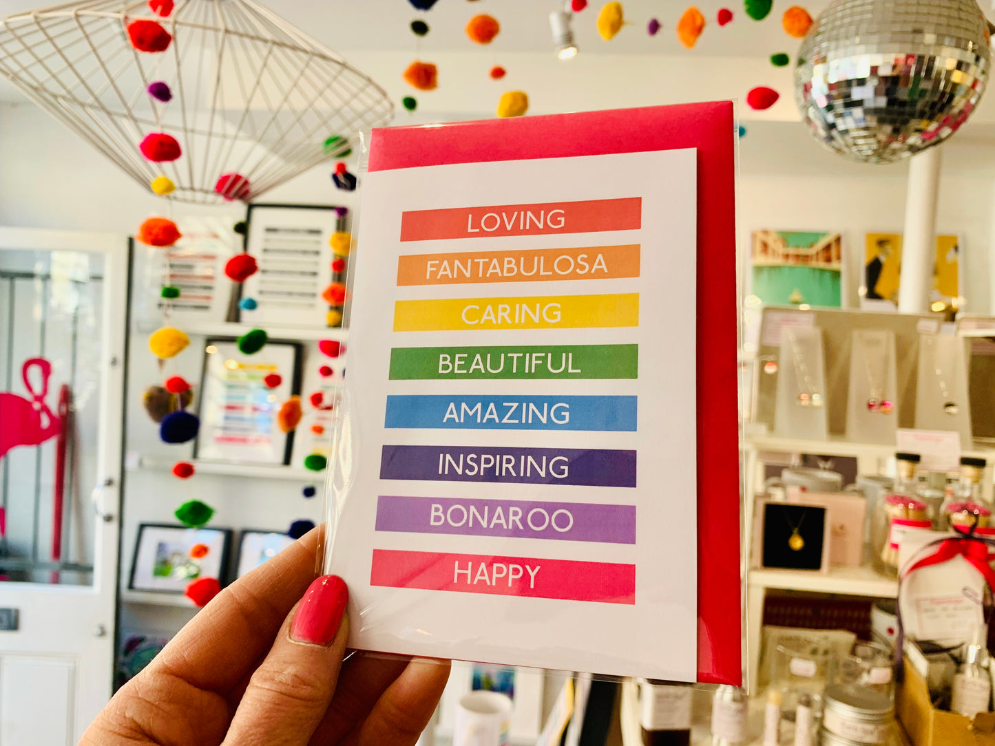 Loving words rainbow greeting card