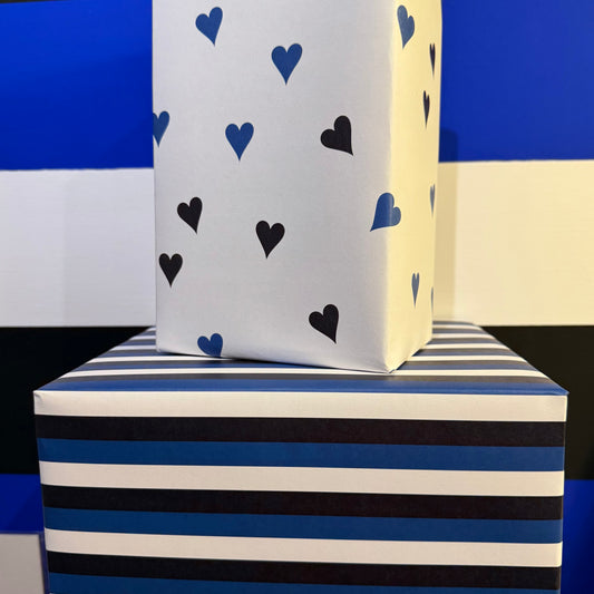 Stripe and Hearts Double Sided Gift Wrap
