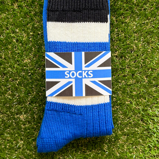 Blue, Black and White Socks