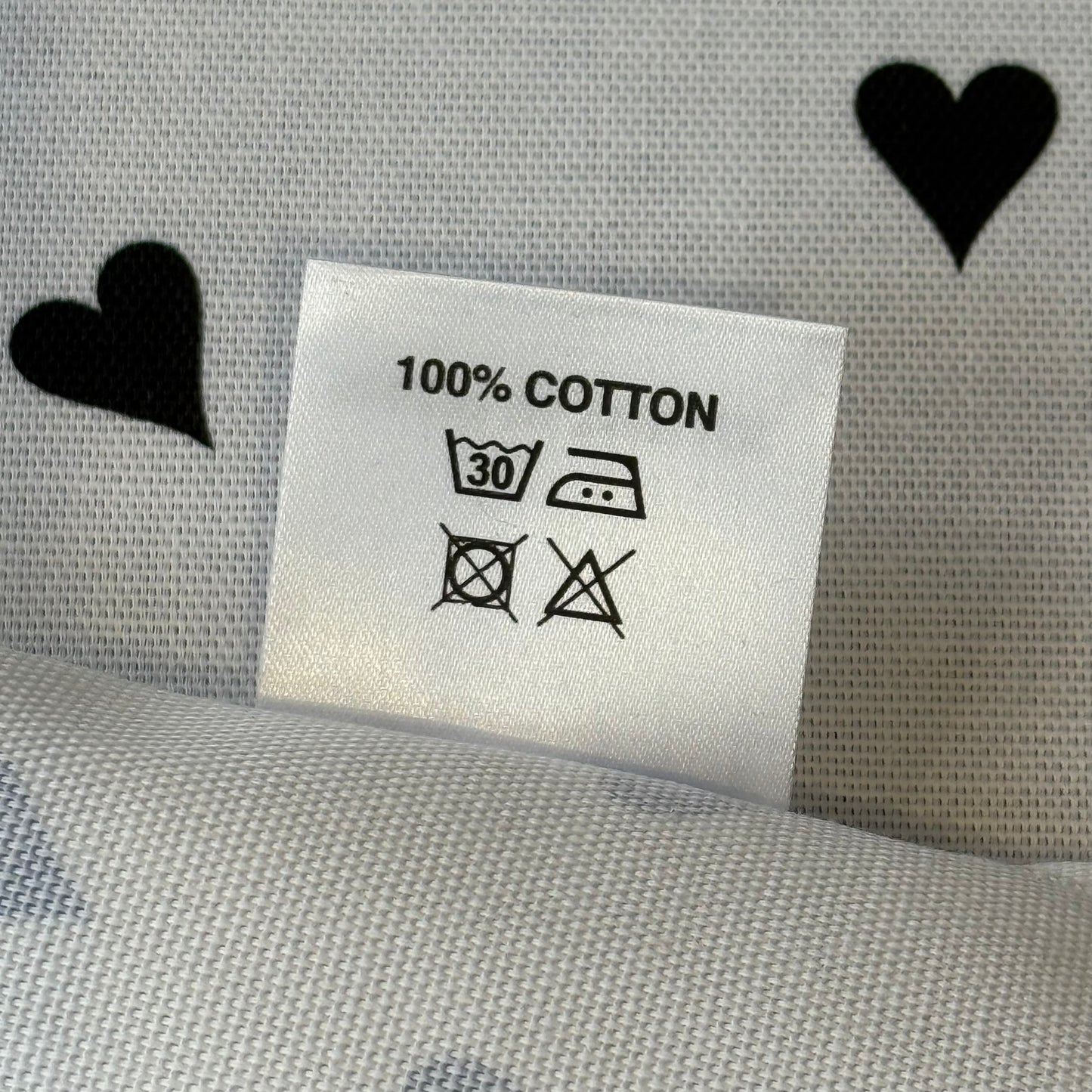 Blue, Black and White Hearts Tea Towel