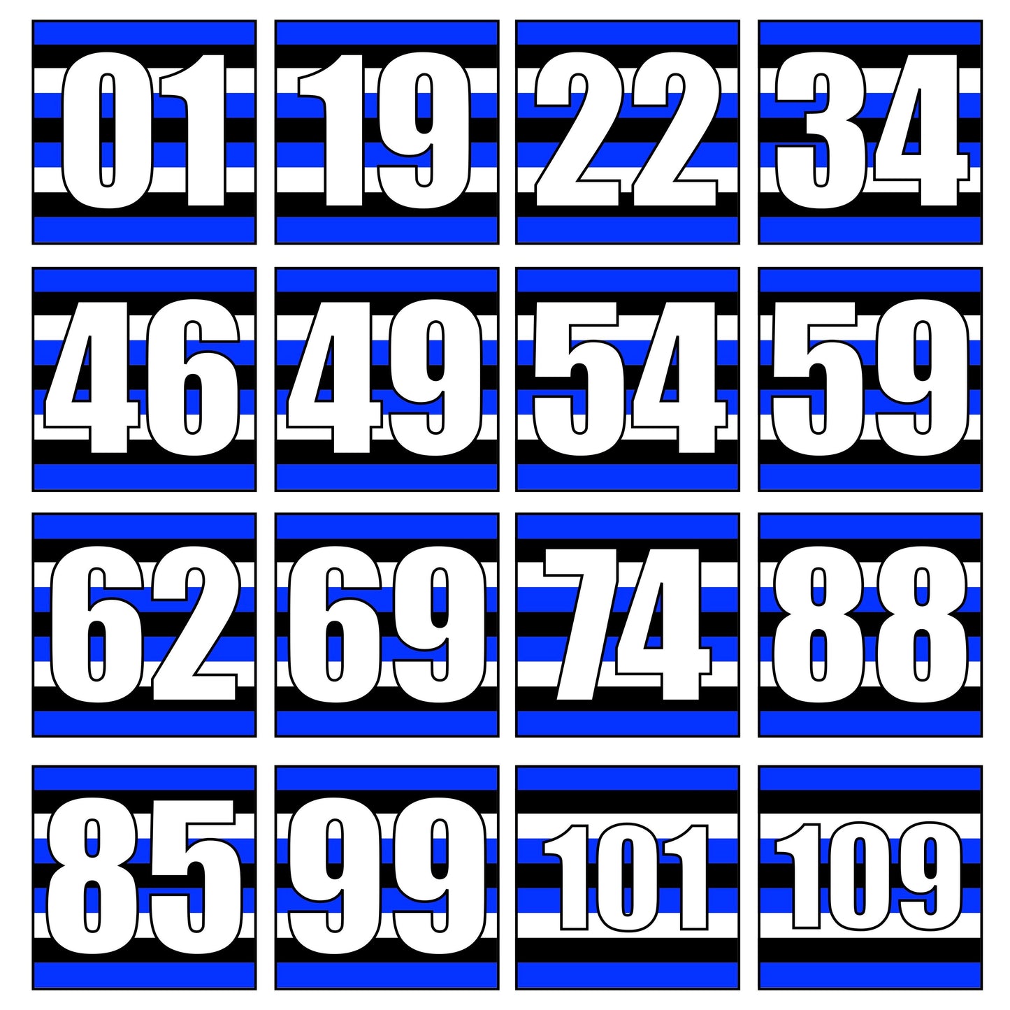Blue, Black and White Any Age Birthday Cards