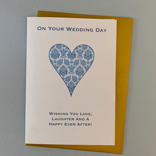 Blue Heart Wedding Card