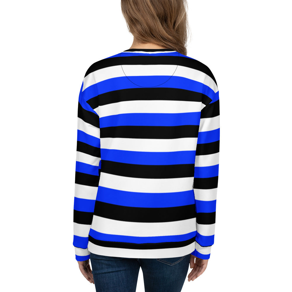 Blue, Black and White Unisex Sweatshirt