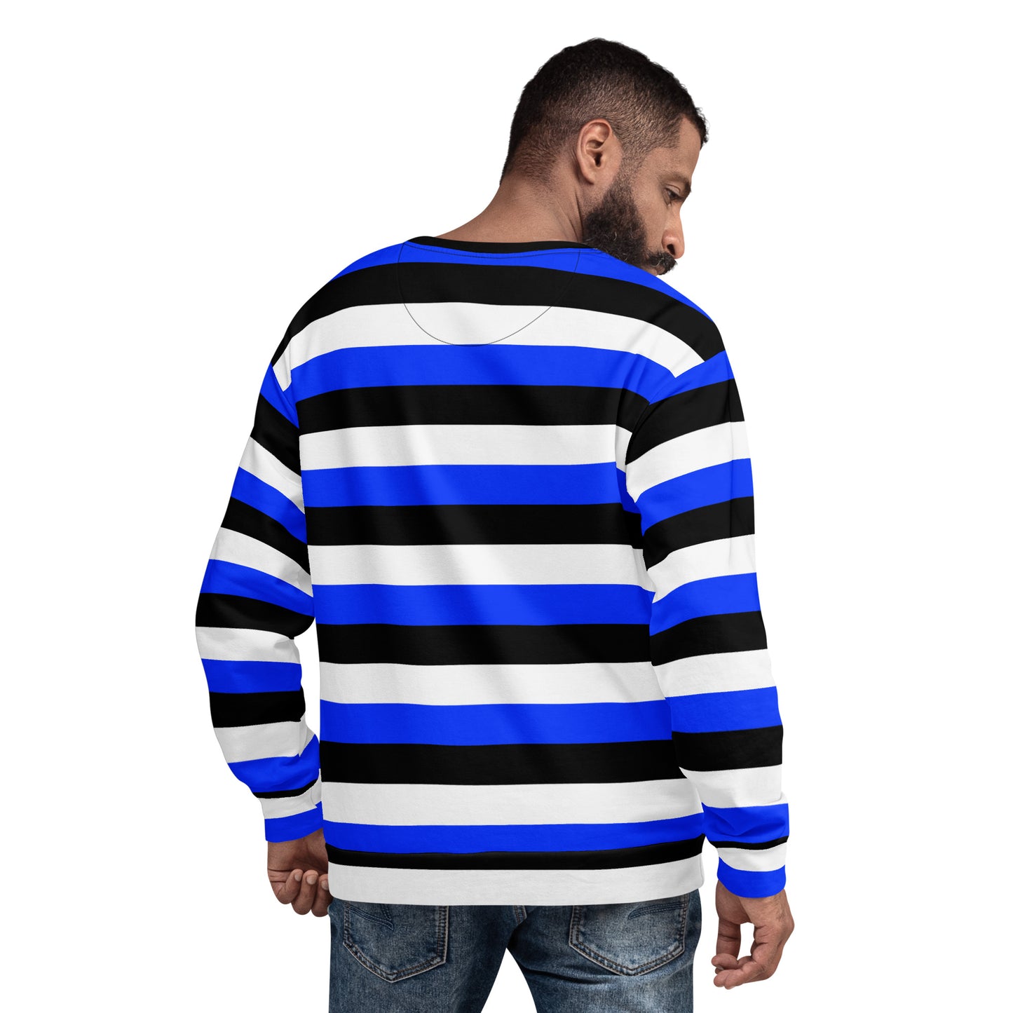 Blue, Black and White Unisex Sweatshirt