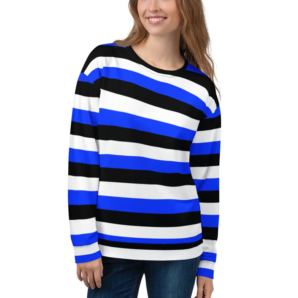 Blue, Black and White Unisex Sweatshirt