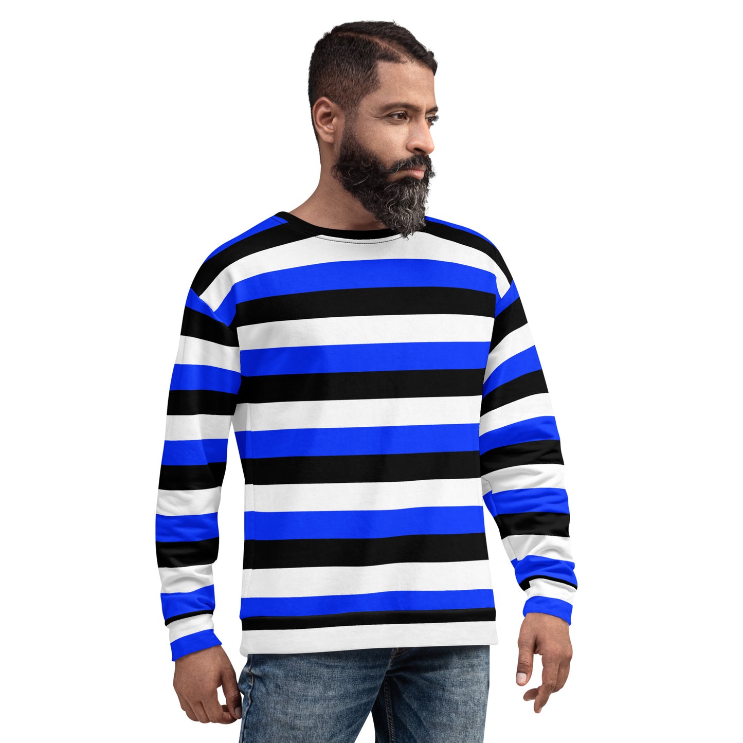 Blue, Black and White Unisex Sweatshirt