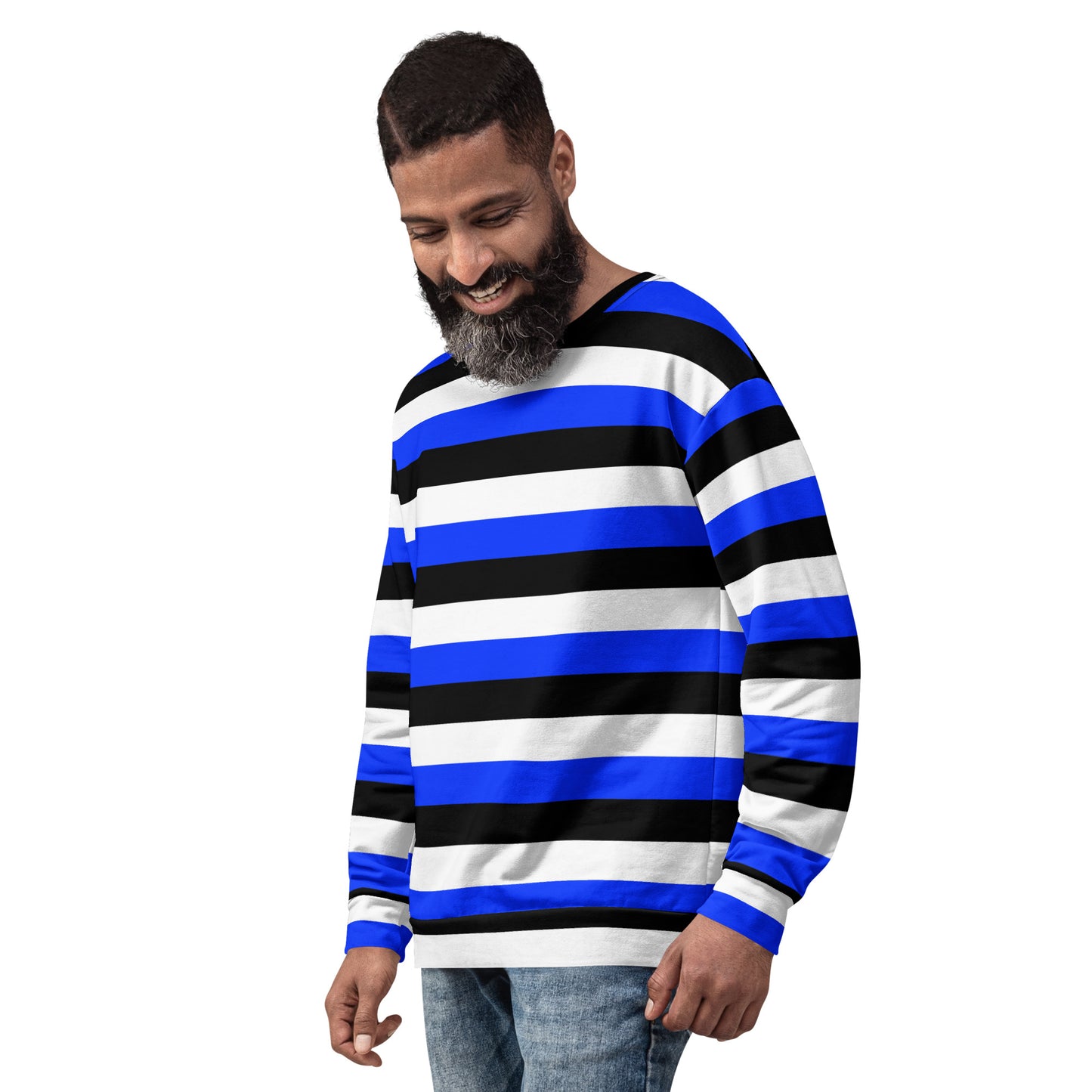 Blue, Black and White Unisex Sweatshirt